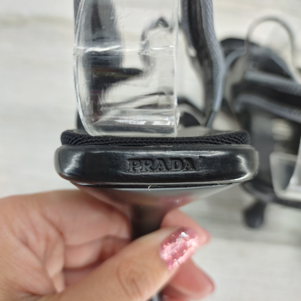 Prada Black Leather 90s Square Toe Heels - Picture 6 of 10